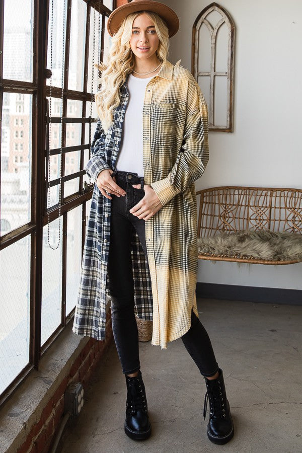 Oli & Hali 

Bleeched Plaid Mixed Long Shirts 

Top