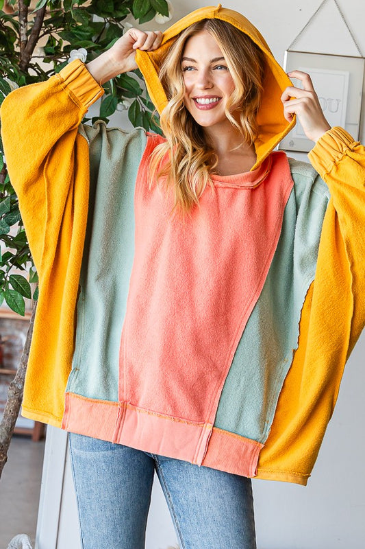 Oli & Hali Washed Colorblock Pullover Oversized Top