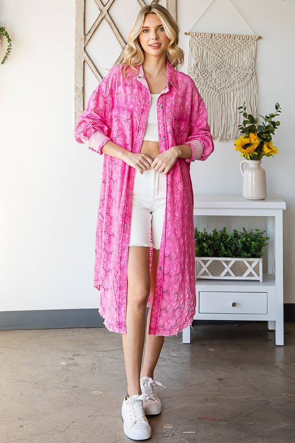 Oli & Hali Washed Eyelet Longline Jacket