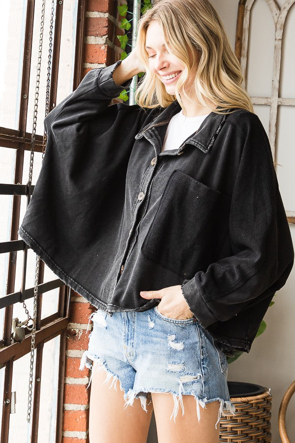 Oli & Hali Washed Button Closure Jacket