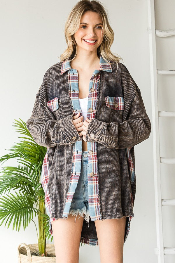 Oli & Hali Washed Waffle Thermal Knit Jacket