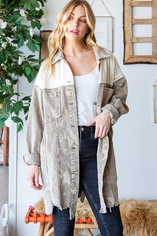 Oli & Hali Mineral Washed Star Print Distressed Jacket