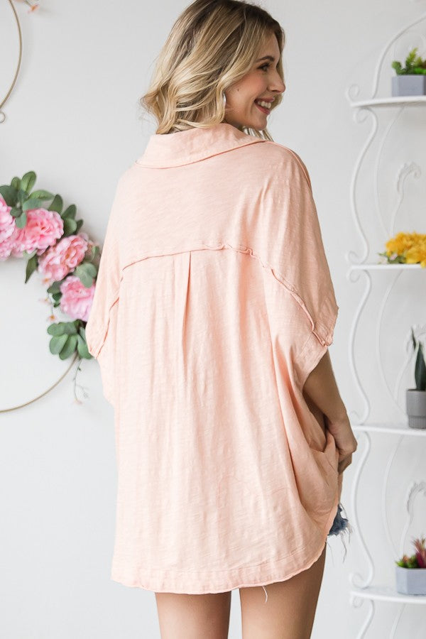 Oli & Hali Mineral Washed Button Down Top