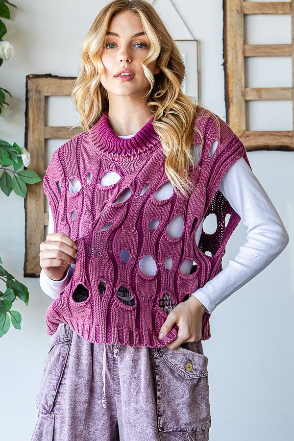 Oli & Hali Mineral Washed Sweater Vest Top