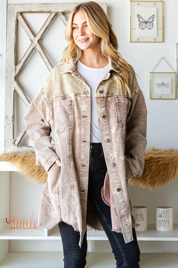 Oli & Hali Mineral Washed Star Print Distressed Jacket