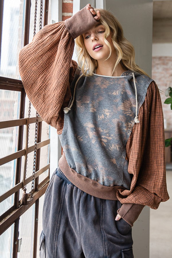 Oli & Hali Mineral Washed Print Hoodie Jacket