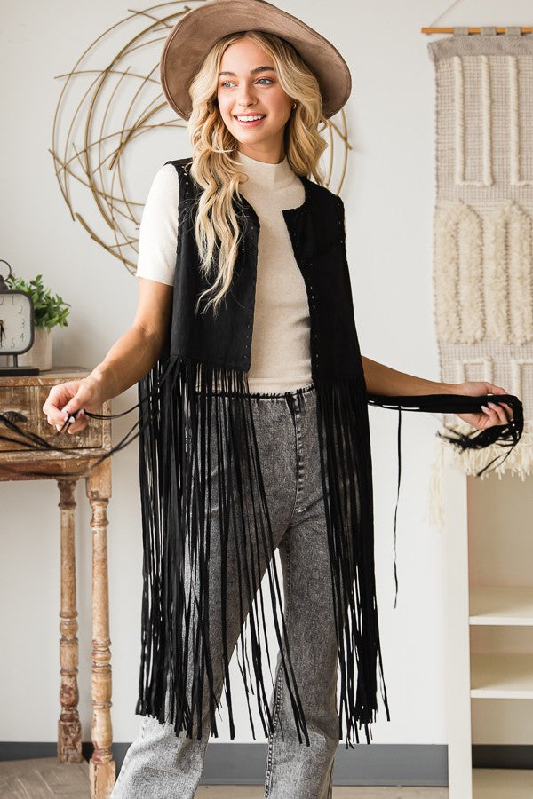 Oli & Hali Long Fringe Vest Jacket