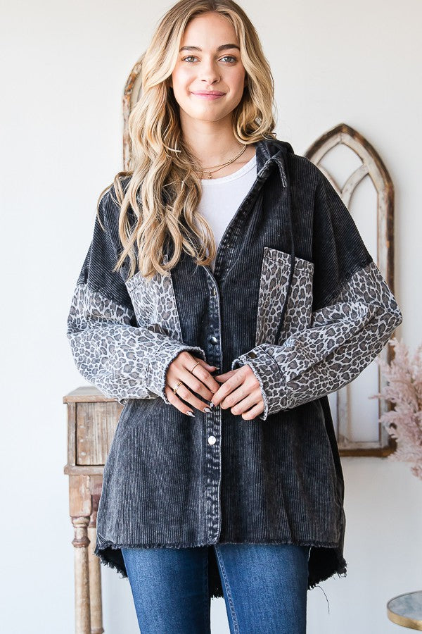 Oli & Hali Mineral Washed Leopard Print Jacket