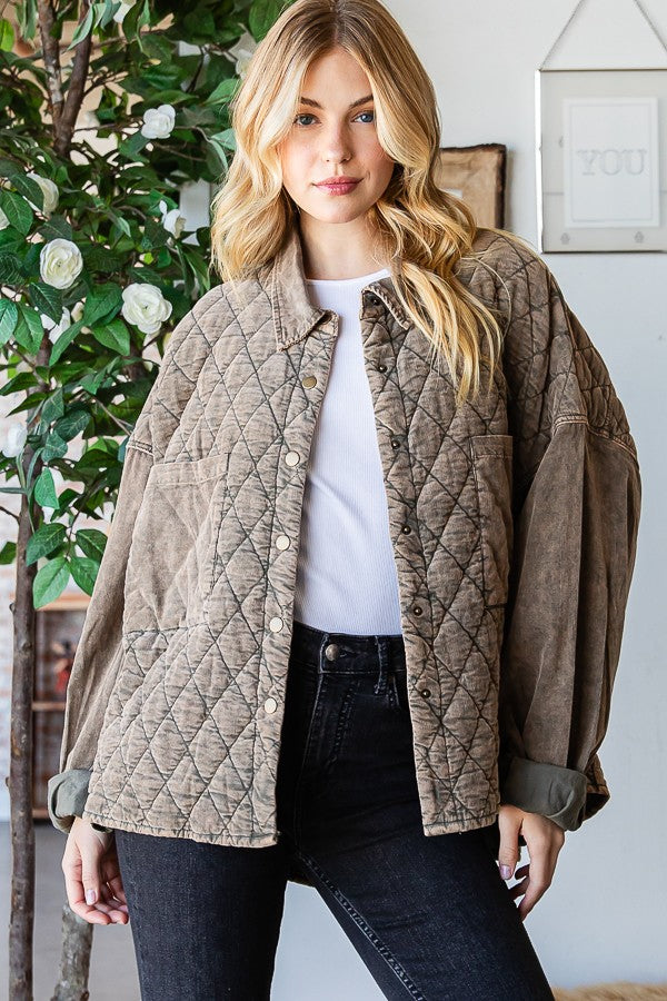 Oli & Hali Corduroy Mineral Washed Shacket Jacket