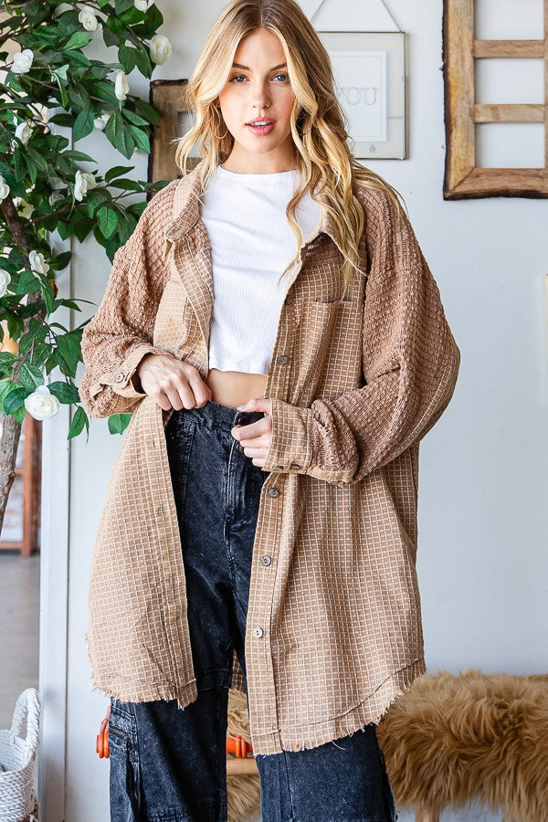 Oli & Hali Washed Fabric Mixed Shirt Top