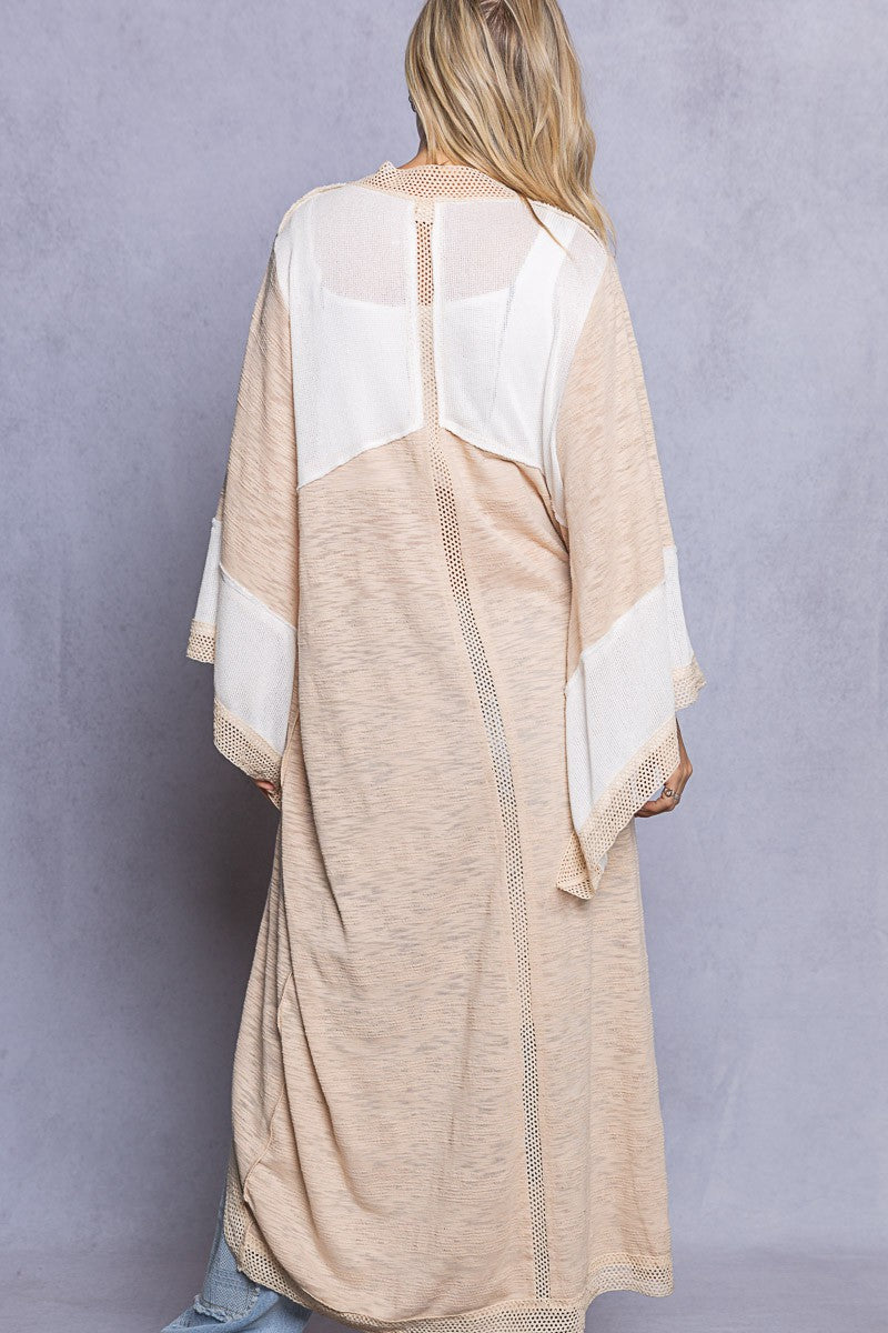 POL Slub Open Front Cardigan Tunic Sweater Top