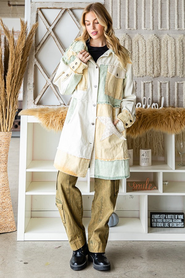 Oli & Hali Star Patchwork Mixed Plaid Jacket