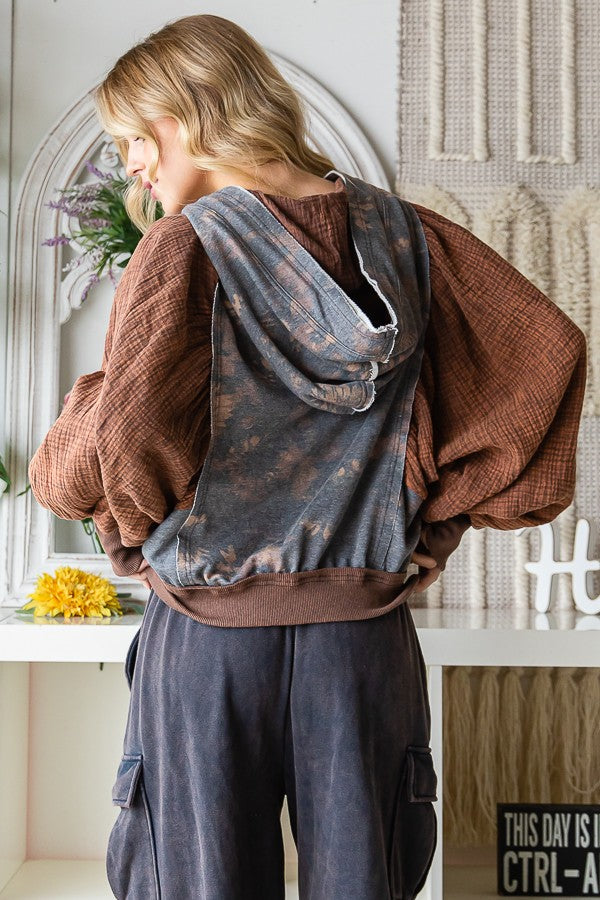 Oli & Hali Mineral Washed Print Hoodie Jacket