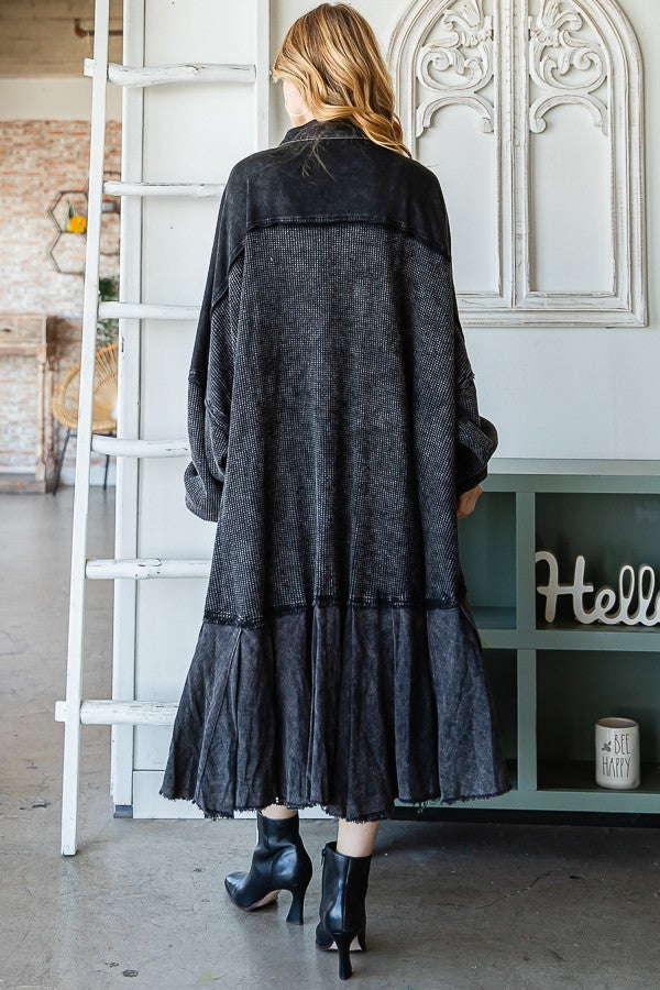 Oli & Hali Washed Waffle Longline Shirts Jacket