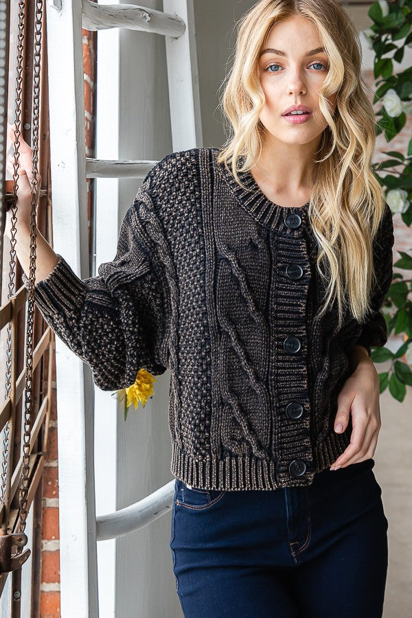 Oli & Hali Washed Sweater Cardigan Jacket