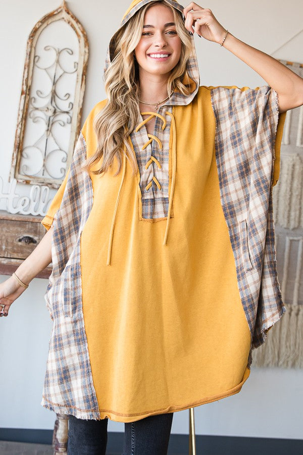 Oli & Hali Mineral Washed Mix Match Plaid Pocketed Top