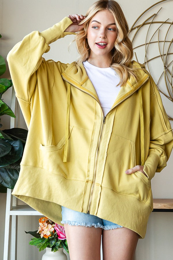 Oli & Hali Washed Hood Zip Up Jacket