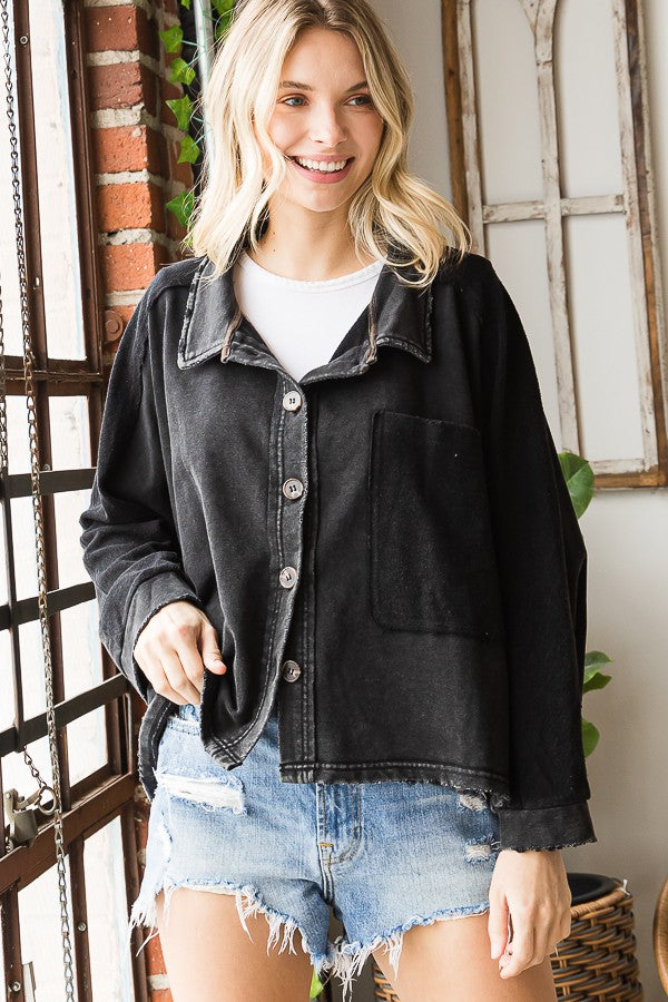 Oli & Hali Washed Button Closure Jacket