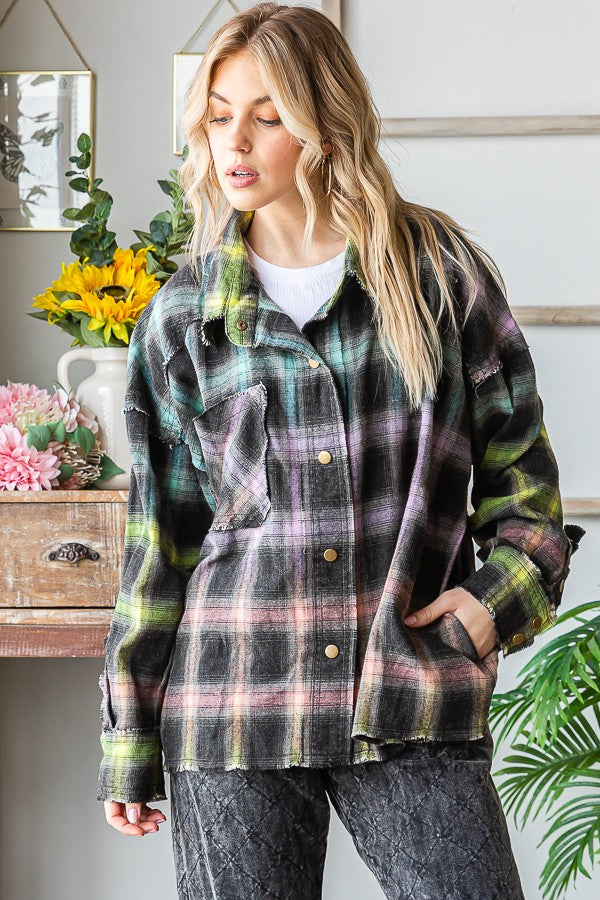 Oli & Hali Multi Color Plaid Shirt Jacket