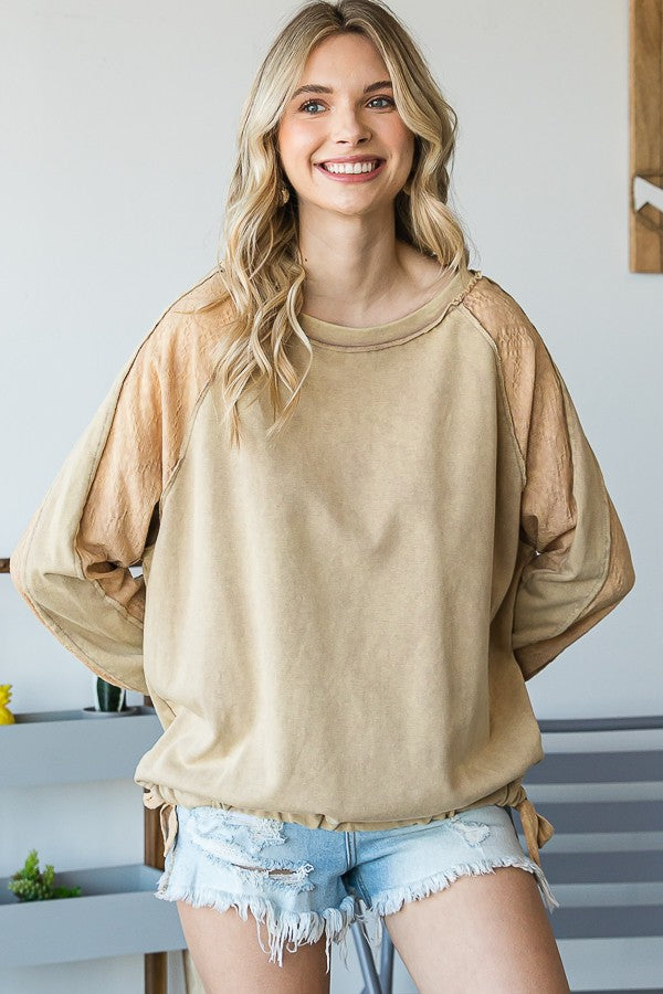Oli & Hali Mineral Washed Side-Tie Pullover Top