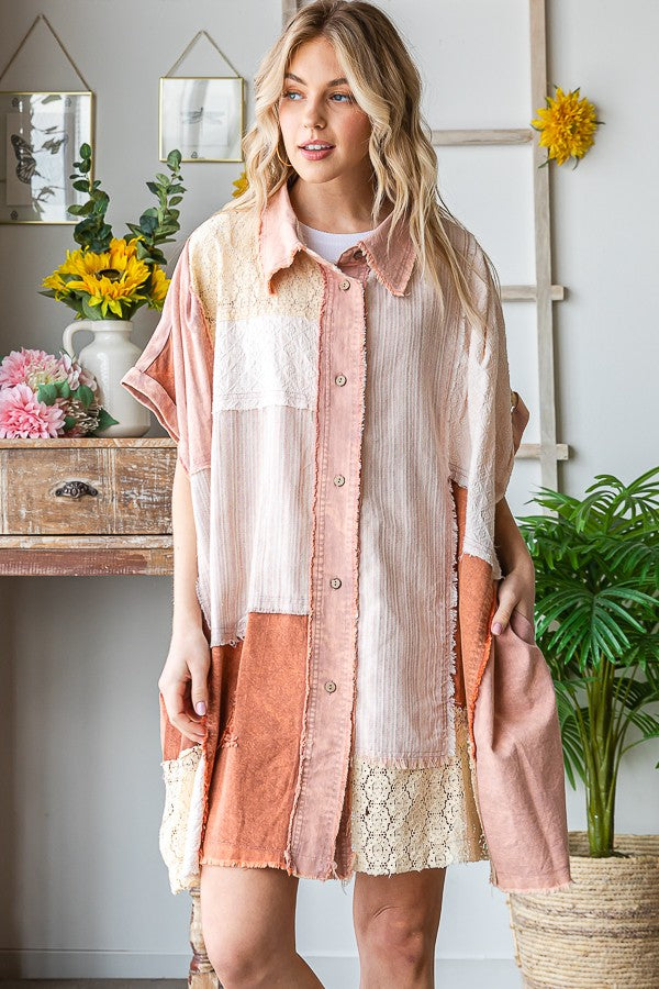 Oli & Hali Fabric Mixed Shirt Jacket