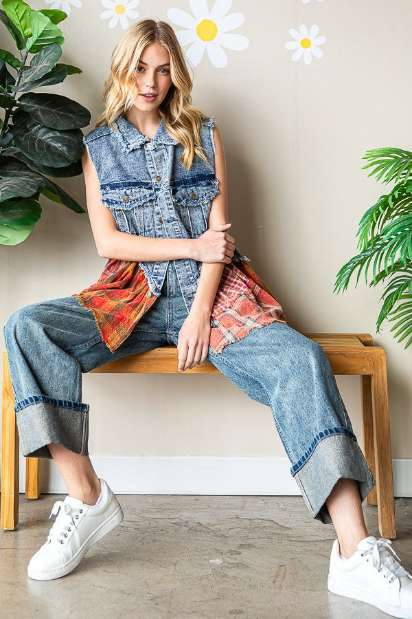 Oli & Hali Washed Denim Vest Top