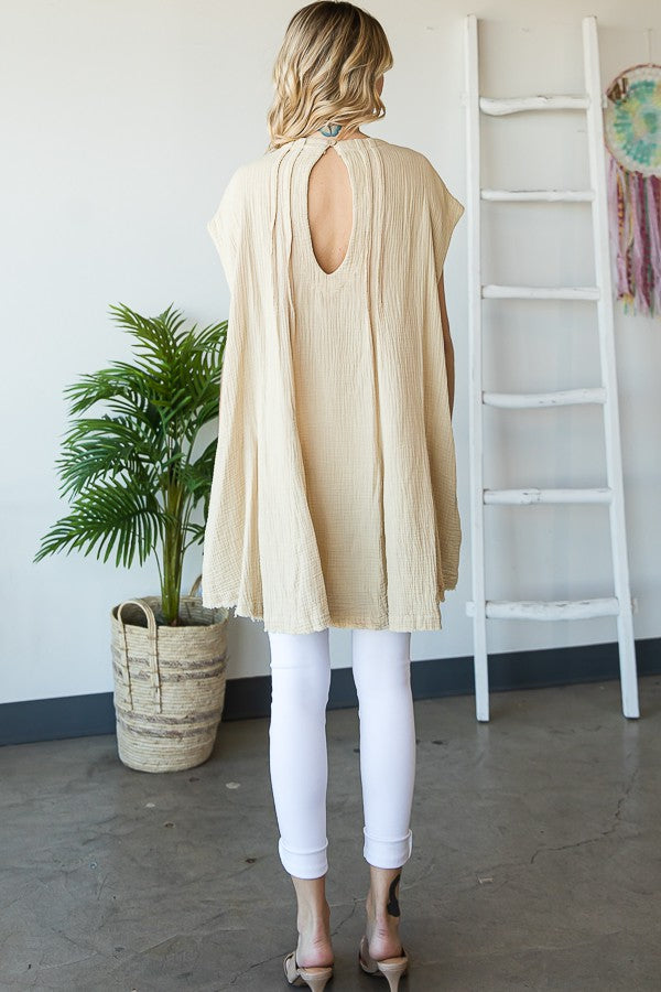 Oli & Hali Mineral Washed Tape Detail Tunic Top