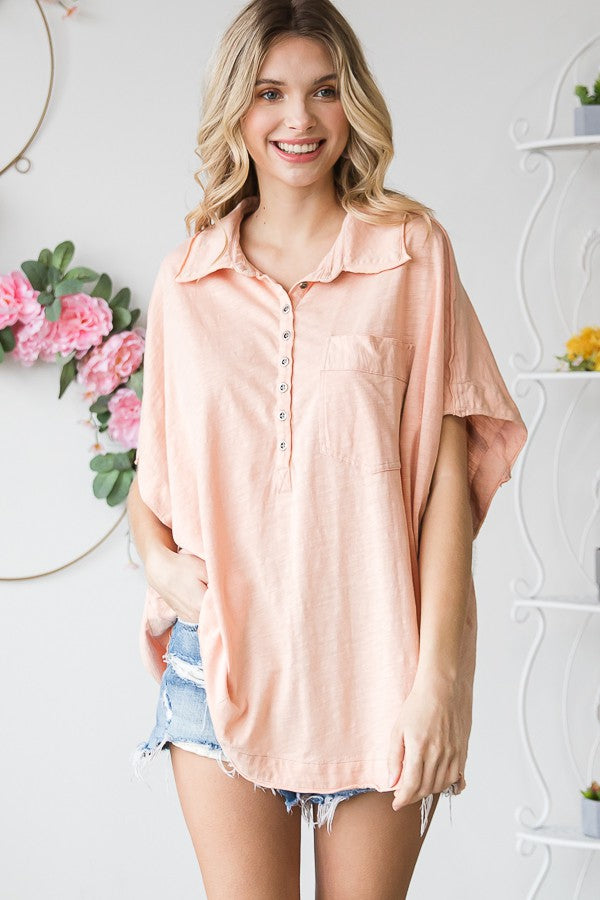 Oli & Hali Mineral Washed Button Down Top