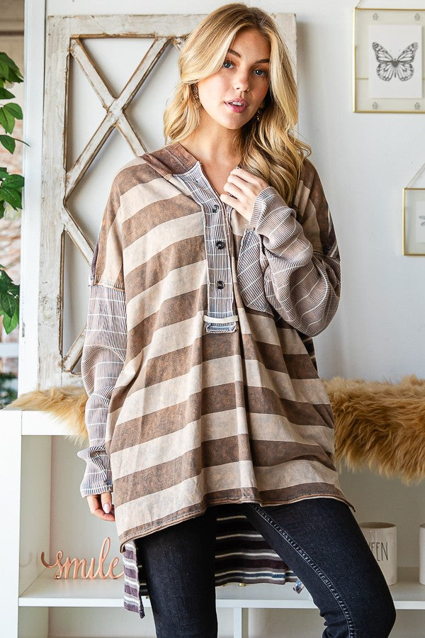 Oli & Hali Mineral Wasehd Stripe Tee Top