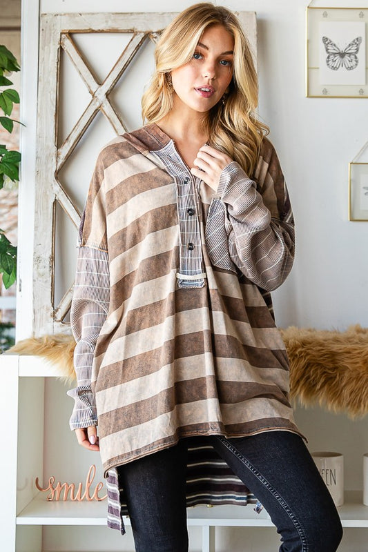 Oli & Hali Mineral Wasehd Stripe Tee Top