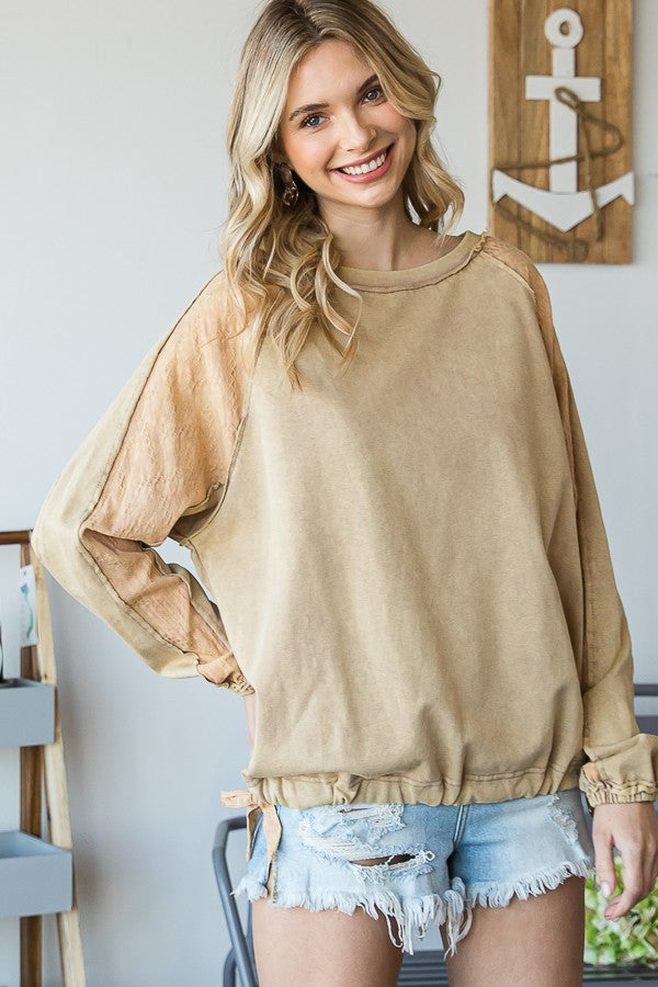 Oli & Hali Mineral Washed Side-Tie Pullover Top