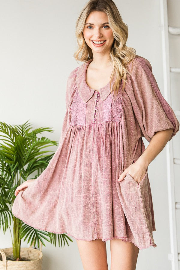 Oli & Hali Mineral Washed Lace Detail Tunic Top