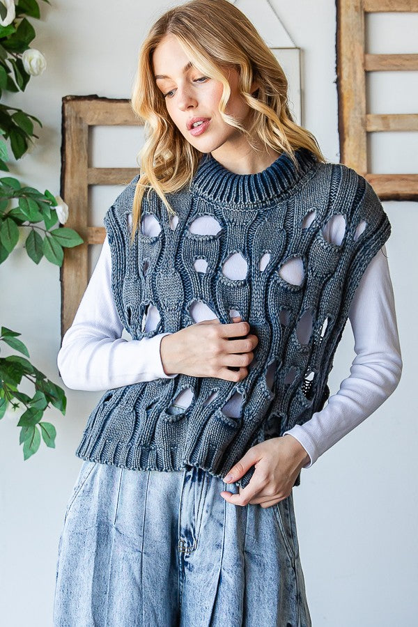 Oli & Hali Mineral Washed Sweater Vest Top