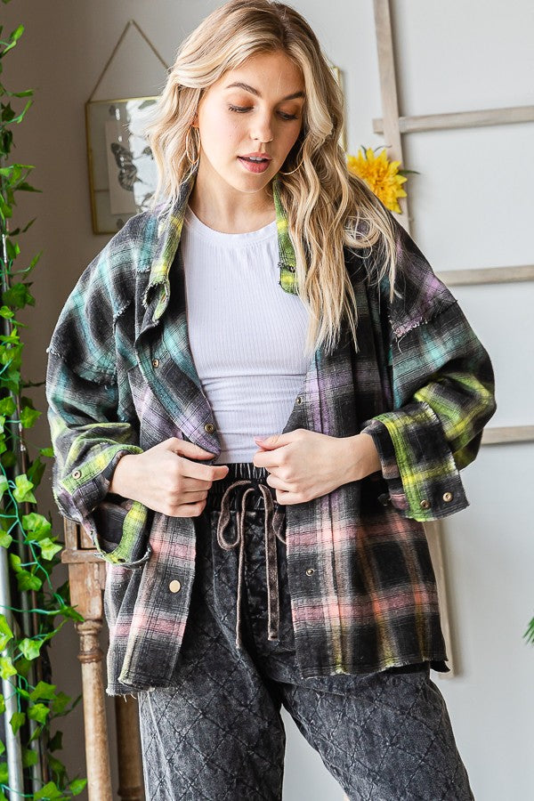 Oli & Hali Multi Color Plaid Shirt Jacket