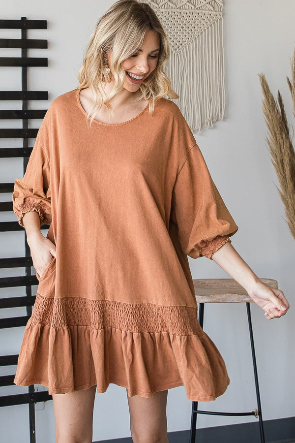 Oli & Hali Mineral Washed Smocking Hem Top