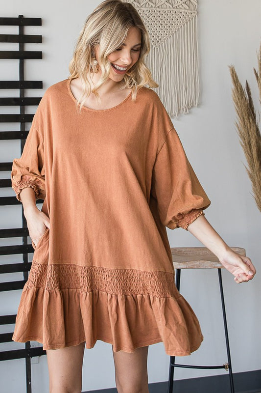 Oli & Hali Mineral Washed Smocking Hem Top