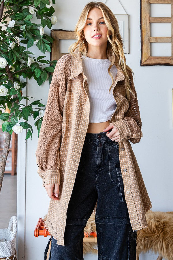 Oli & Hali Washed Fabric Mixed Shirt Top