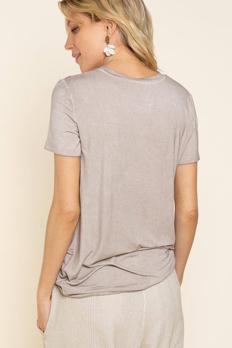POL Round Neck Short Sleeve Basic Knit Top