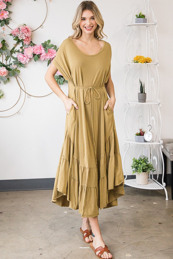 Oli & Hali Mineral Washed Maxi Solid Spaghetti Strap Dress