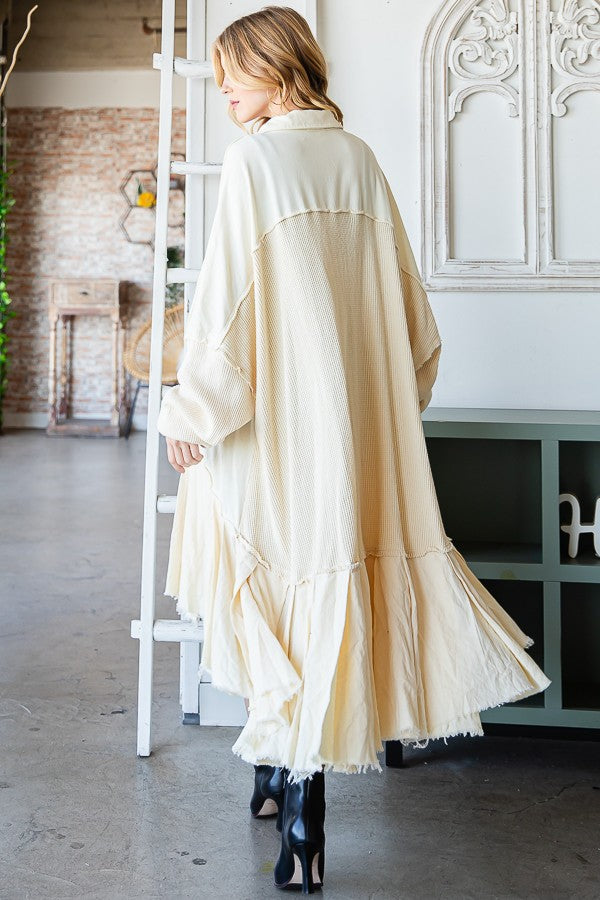 Oli & Hali Washed Waffle Longline Shirts Jacket