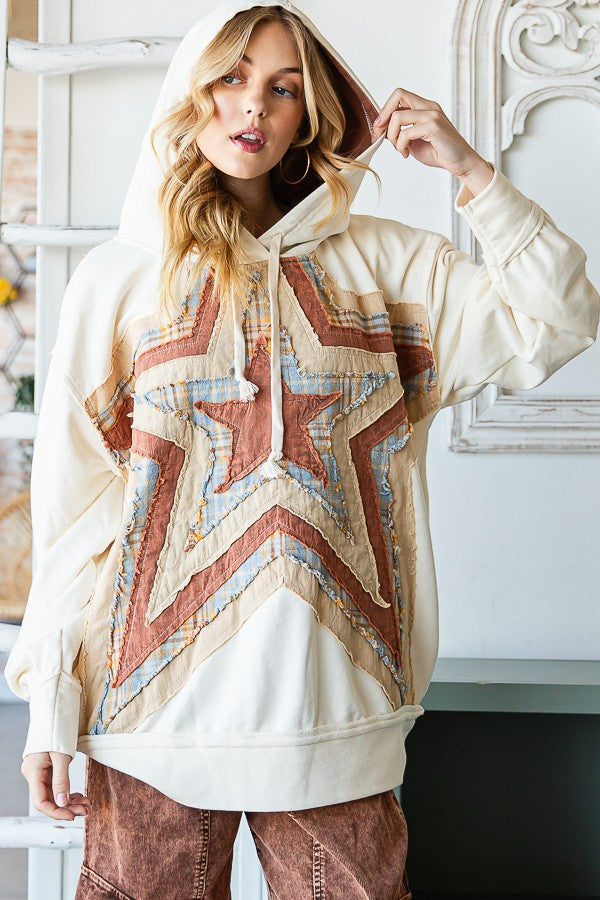 Oli & Hali Washed Star Patched Hoodie Jacket