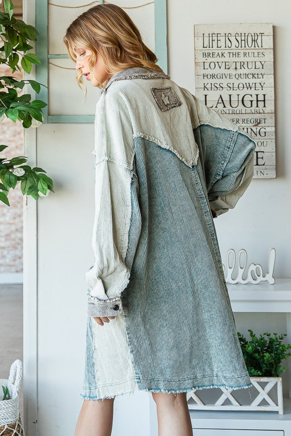 Oli & Hali Washed Colorblocked Oversized Jacket