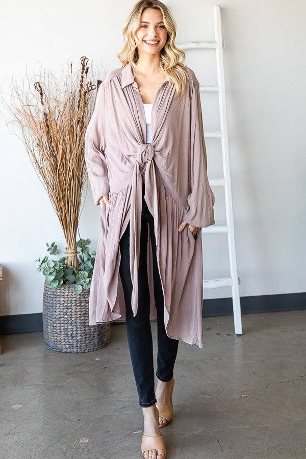 Oli & Hali Mineral Washed Tie Front Top