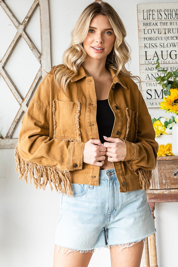 Oli & Hali Washed Solid Twill Jacket