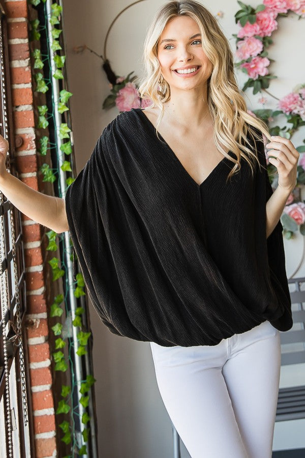 Oli & Hali Ruched Shoulder Overlap Top