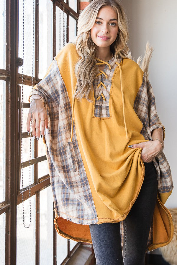 Oli & Hali Mineral Washed Mix Match Plaid Pocketed Top