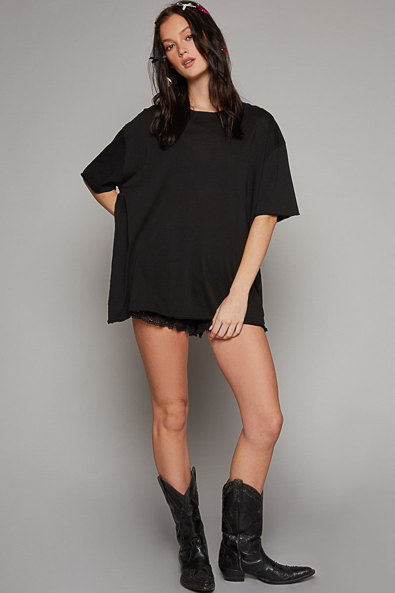 POL Round Neck Short Sleeve Basic Solid Top