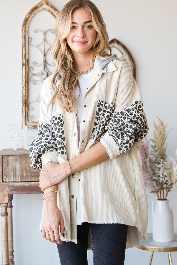 Oli & Hali Mineral Washed Leopard Print Jacket