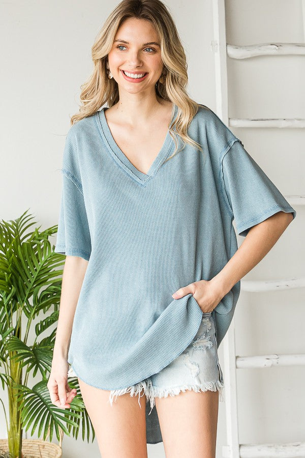 Oli & Hali Mineral Washed Short Sleeve Top