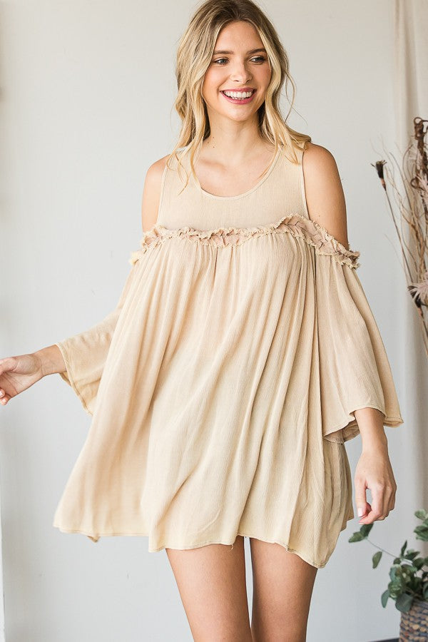 Oli & Hali Washed Cold Shoulder Tunic Top